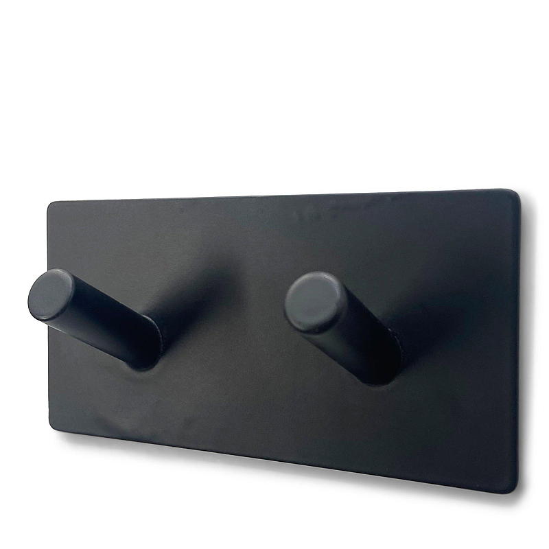 Home Hook 2 ganci 10x5 cm acciaio con fascia nera