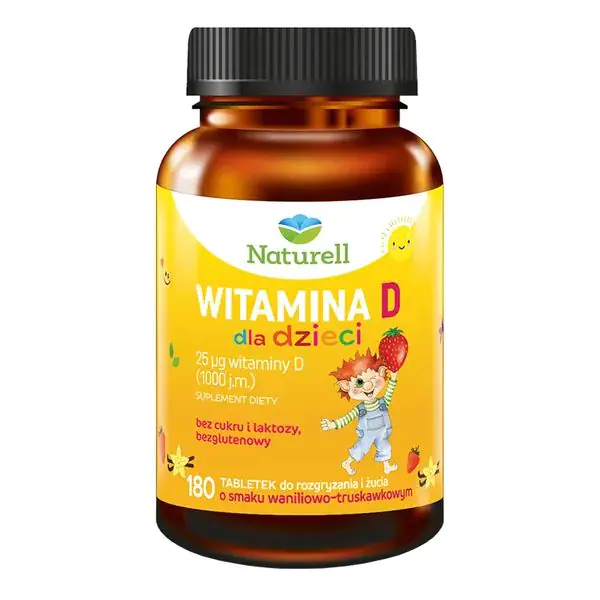 Naturell Witamina D dla dzieci tabletki do rozgryzania i żucia 180 tabl.