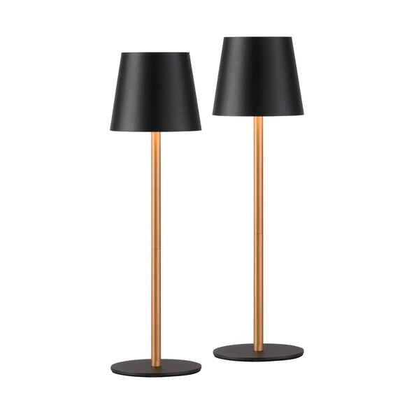 Lampă de masă Buria LED reîncărcabilă, set de 2, alamă neagră