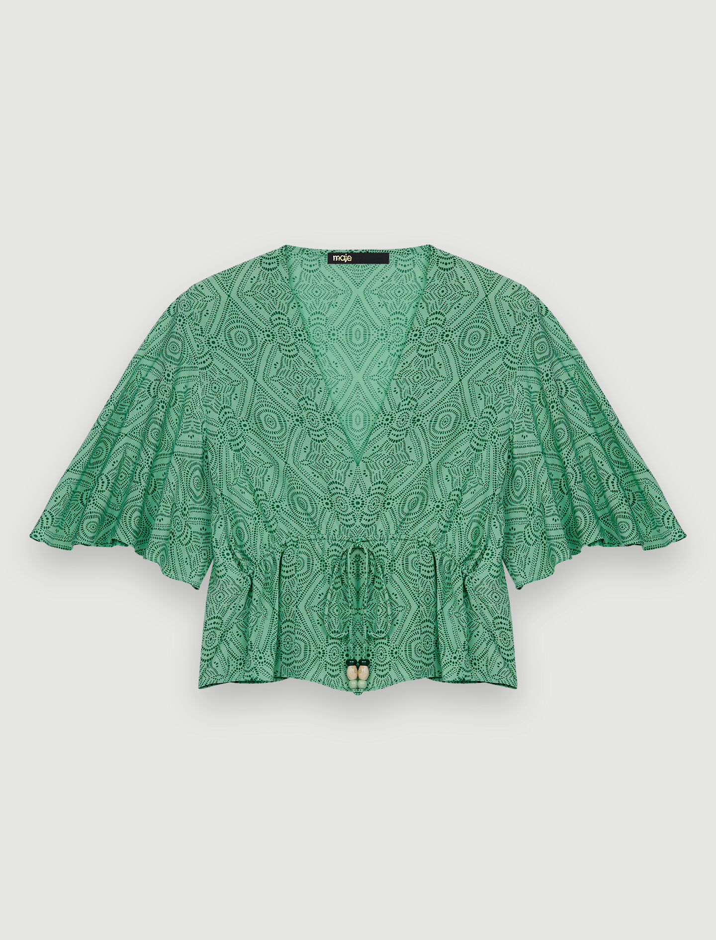 Soepelvallende blouse met print-Vert ethnique