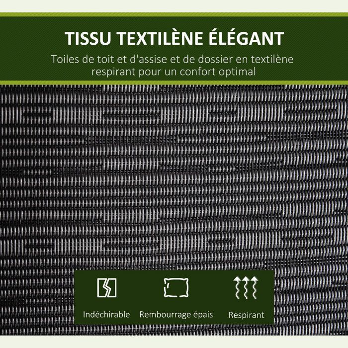 Altalena da giardino - Outsunny - 3 posti, comfort extra, tettuccio reclinabile, cuscini - acciaio - grigio/nero
