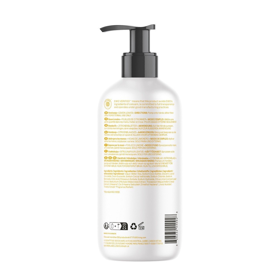 Mydlo na ruky Attitude Super Leaves Science – Citrónové listy – 473 ml