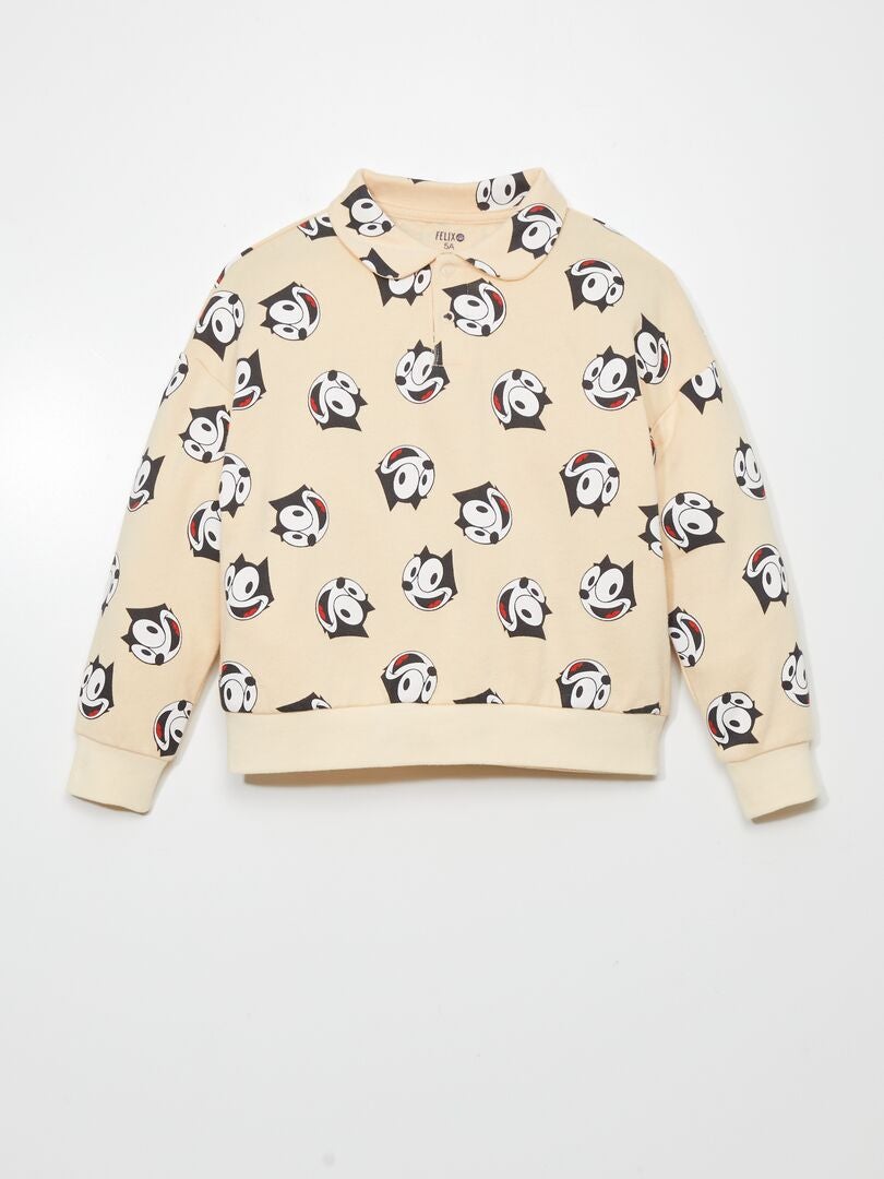 Sudadera con estampado de 'Felix el Gato' - BEIGE