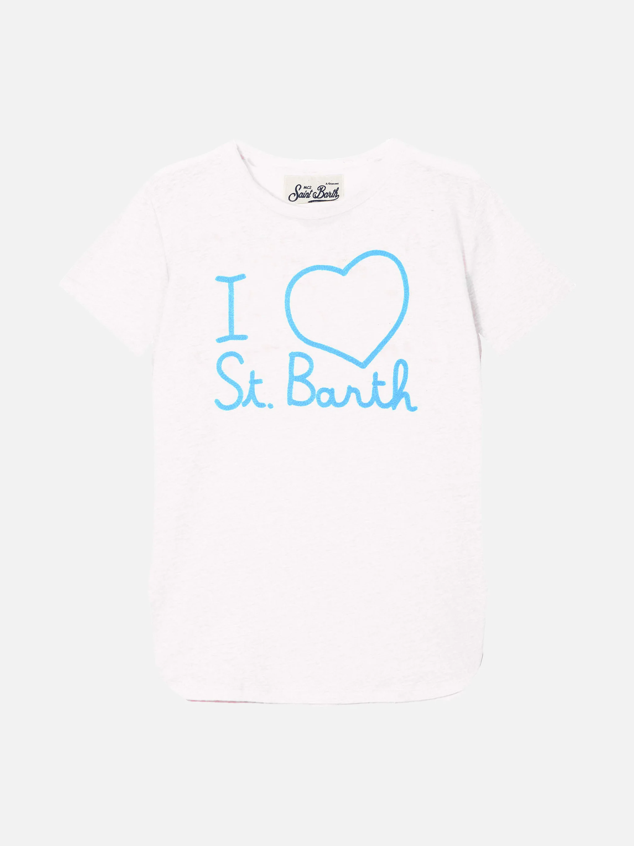 Linnen T-shirt met Love St. Barth-borduurwerk