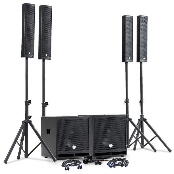 Système Sonorisation Complet 2400W DJ BM SONIC, 4 Enceintes satellites, 2x Méga SUB 38cm USB/Bluetooth, Supports Câbles, Micros