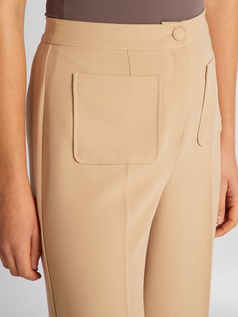 Rechte broek met 2 opgestikte zakken - BEIGE