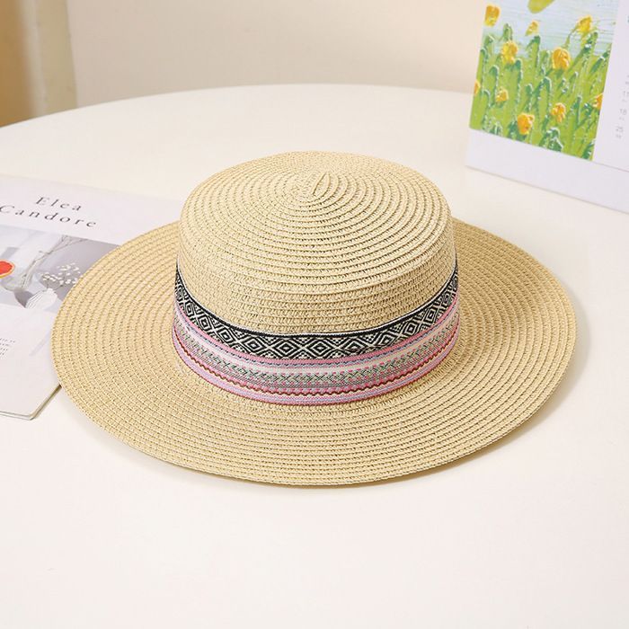 FUNMOON Sombrero de paja para niño con orejas decoradas con el personaje Baby Sun y cubo de playa Panamá - 777052