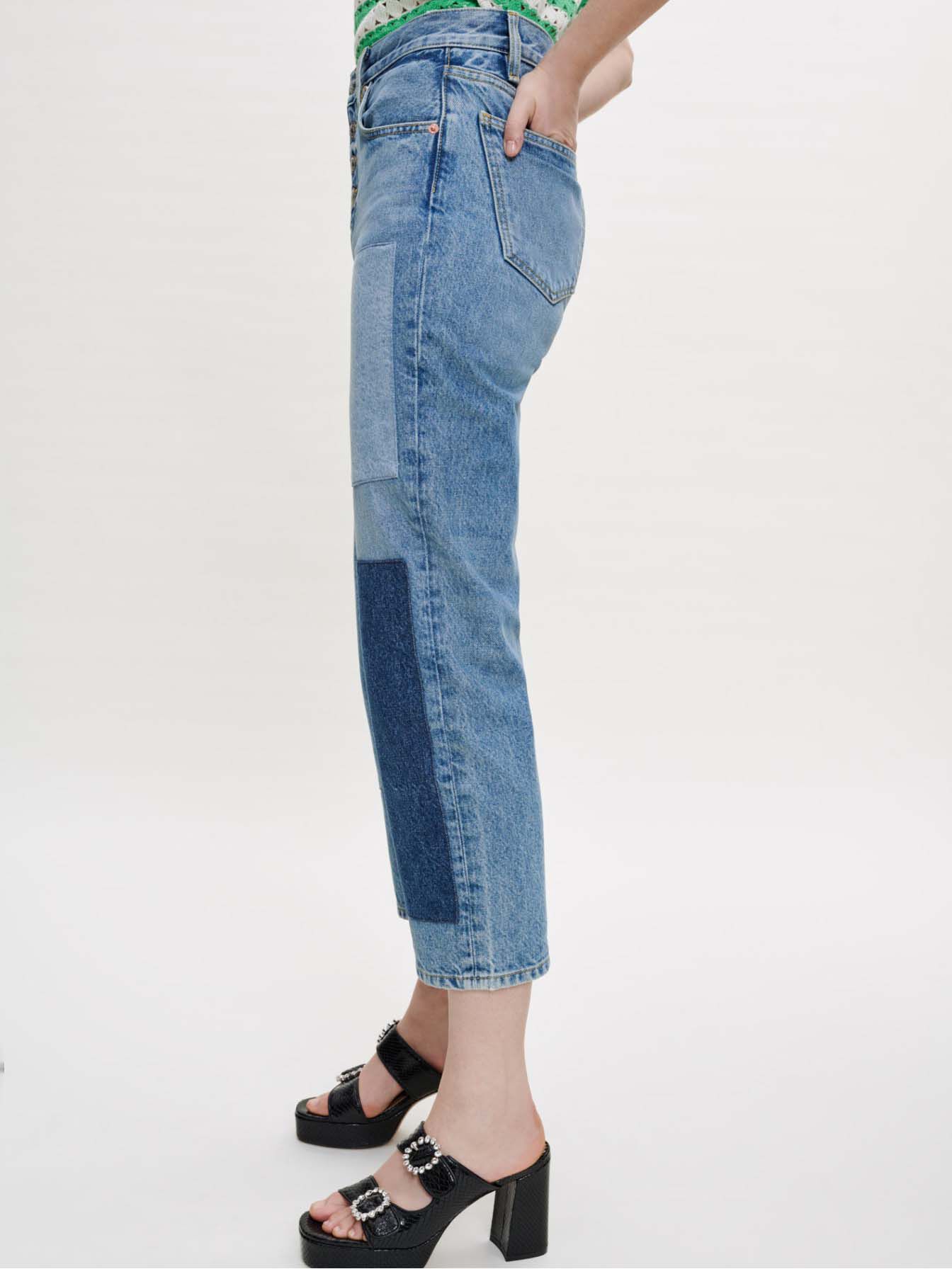 Spijkerbroek met patches - Blauw