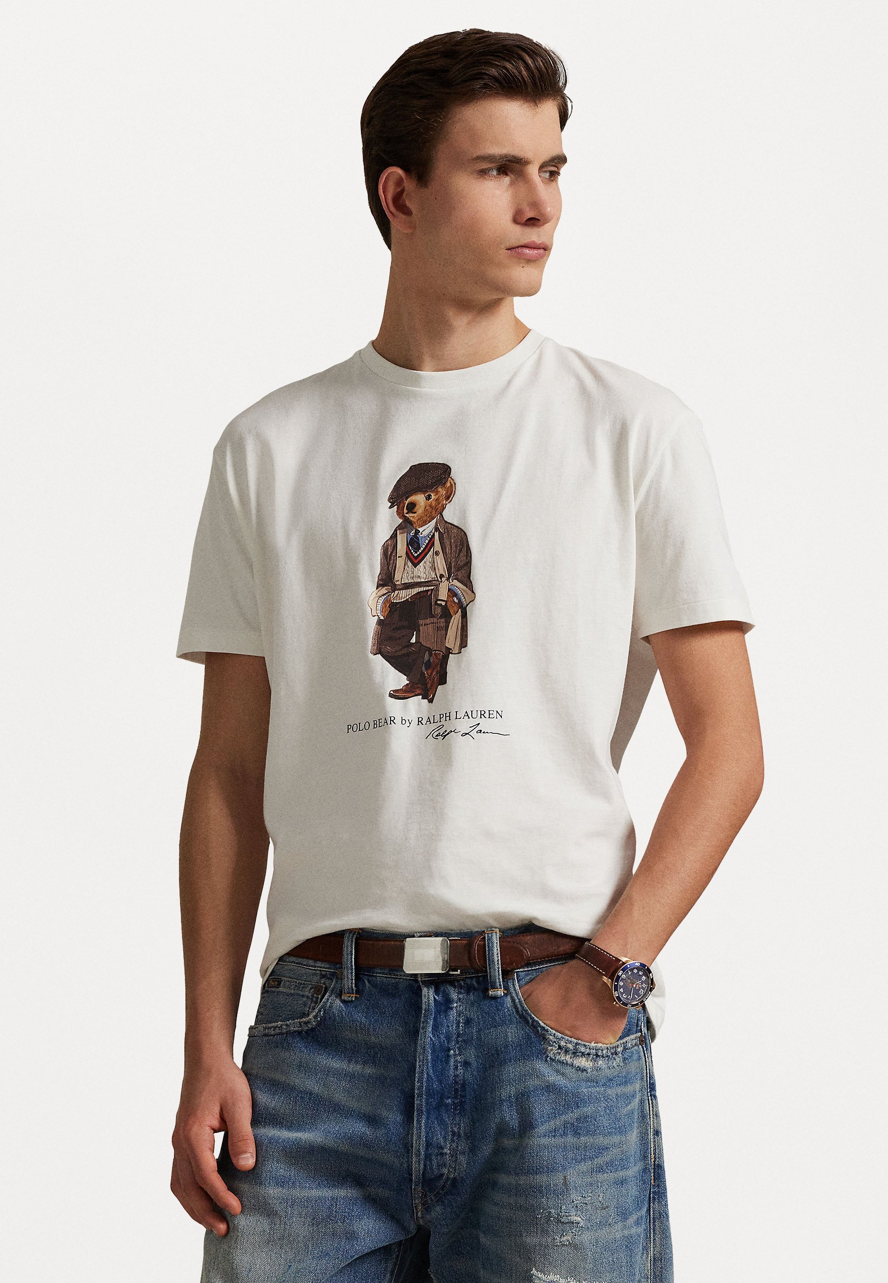 T-shirt Polo Ralph Lauren CUSTOM SLIM FIT POLO BEAR JERSEY - T-shirt stampata - bianca