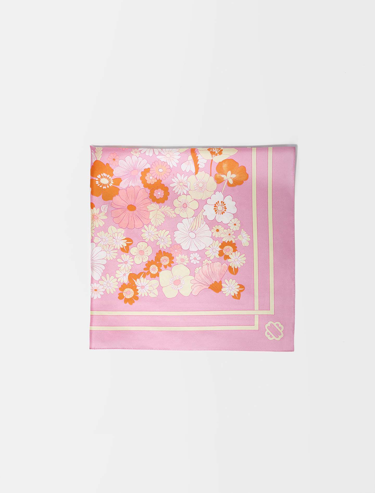 Zijden sjaal met Flower Power-print - Flower Power Rose