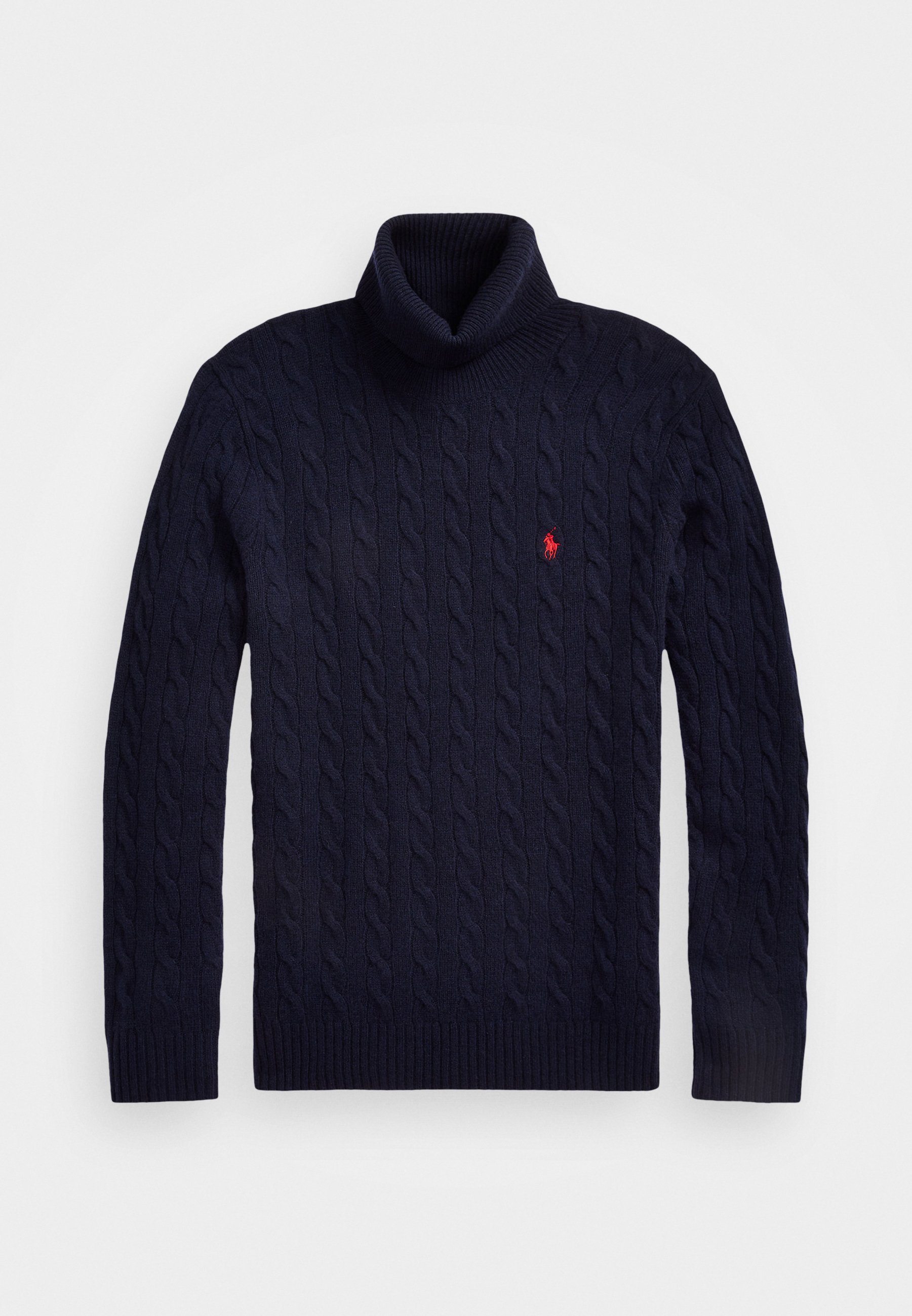 Polo Ralph Lauren CABLE WOOLN CASHMERE ROLL NECK JUMPER - Pulover - lovsko modra