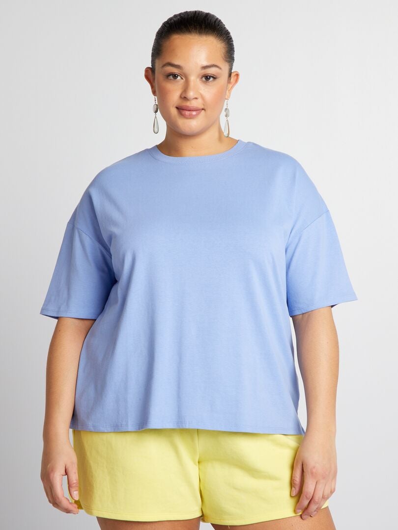 Eenvoudig T-shirt met verlaagde schouders - paars