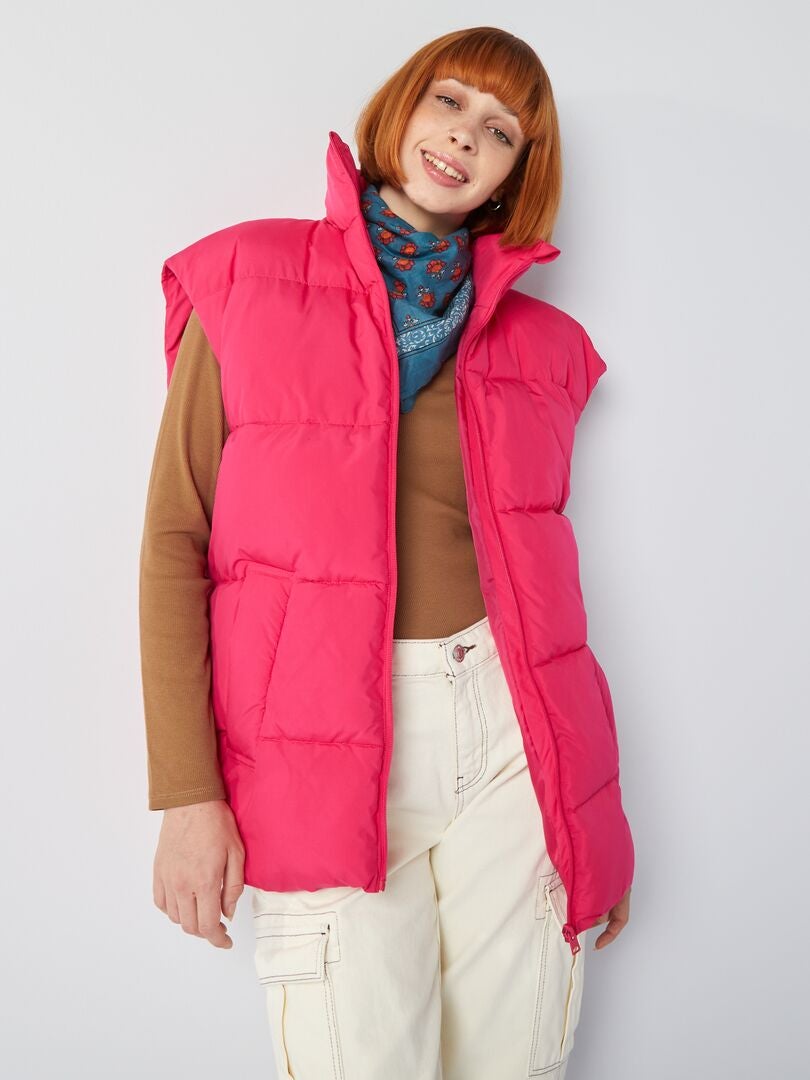 Mouwloze gewatteerde donsjas - ROZE