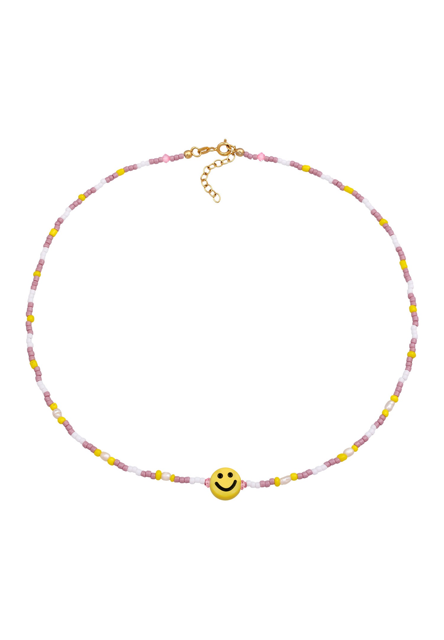 Elli Perles de verre avec Smiling face pour Femmes avec Perles de Culture d'Eau Douce en argent sterling 925 plaqué or