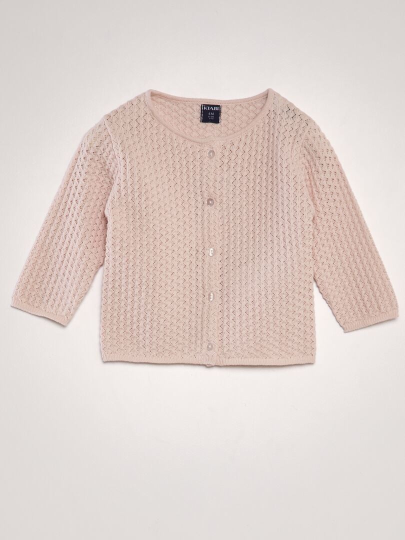 Gebreid vest met patroon - ROZE