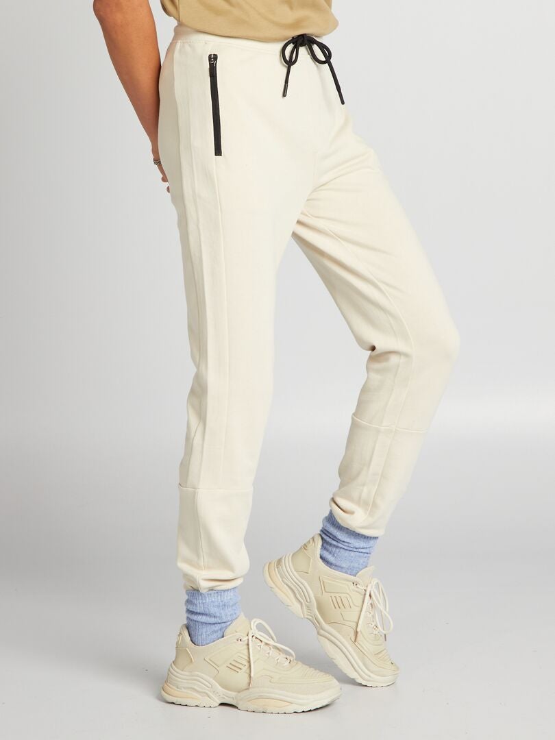 Joggingbroek met contrasterende details - beige
