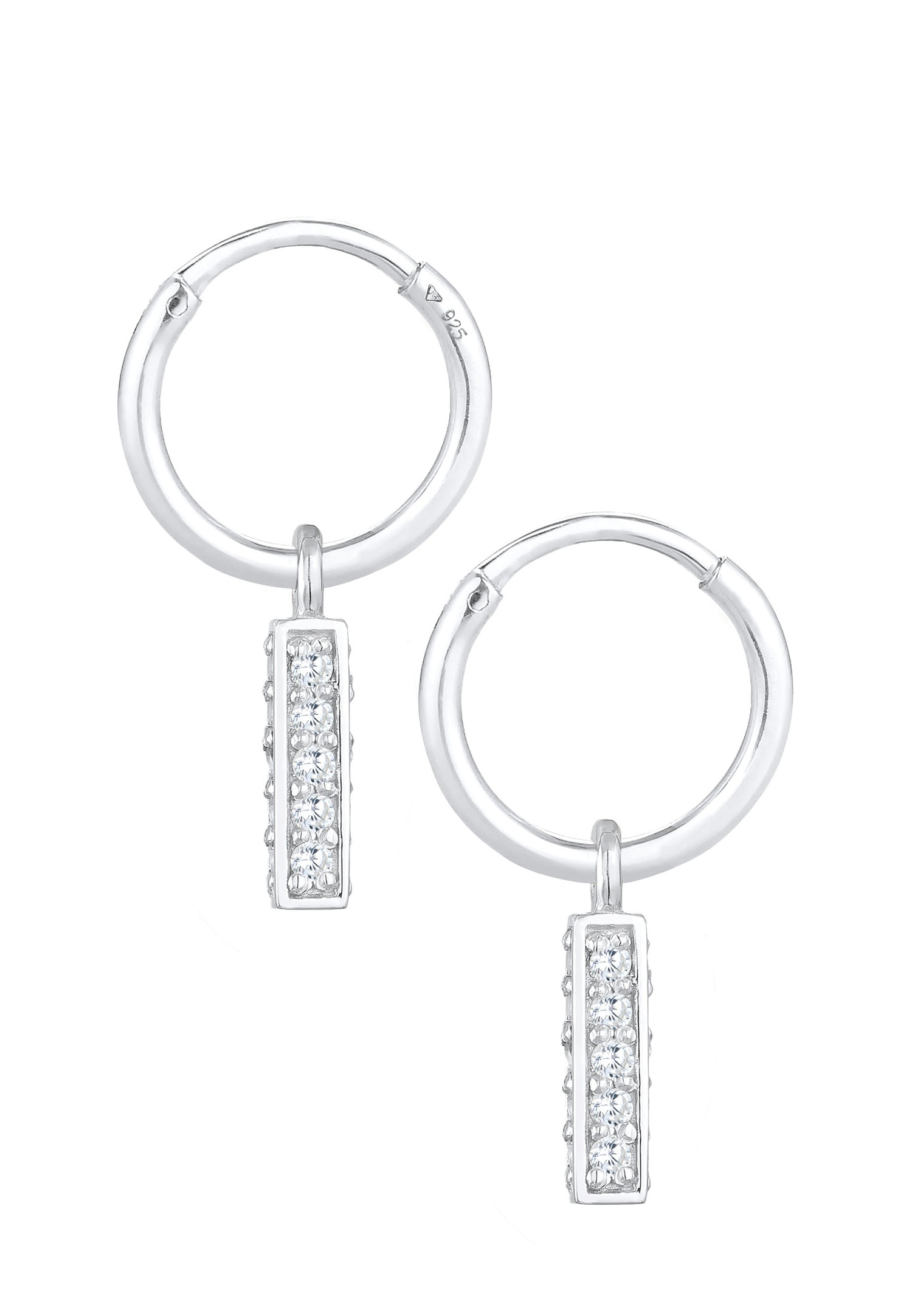 Elli PREMIUM Pendentif de tige créole pour femme élégant avec cristaux de zirconium en argent sterling 925