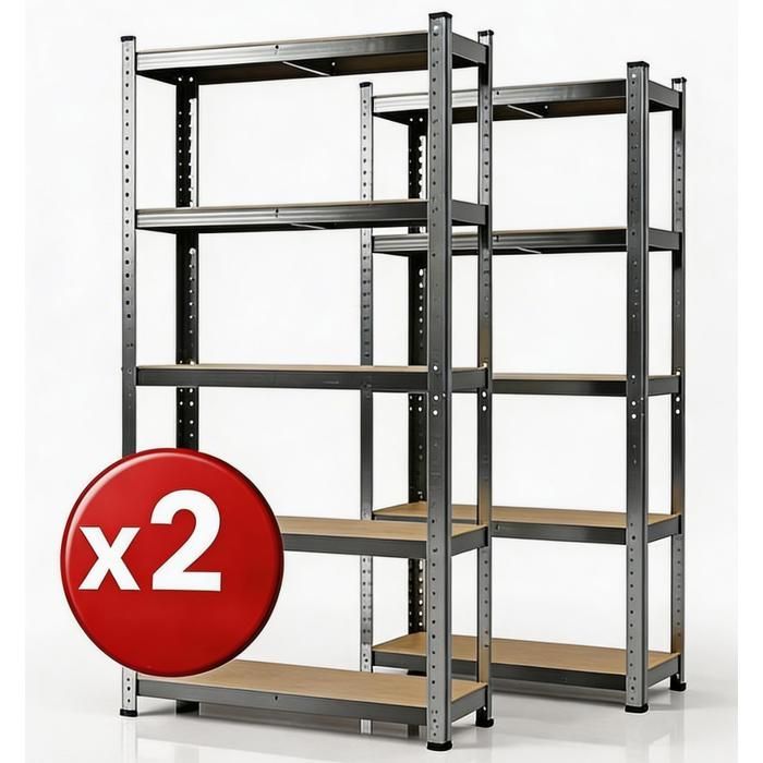 Juego de 2 estantes de banco de trabajo de alta resistencia para cargas pesadas 180 x 40 x 90 cm - 5 estantes, 875 kg