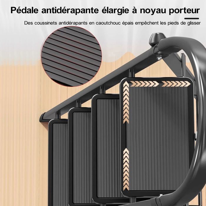 Escalera de tijera Seven Comfort - 4 peldaños - Acero - Plegable - 61×45×118 cm (largo × ancho × alto) - Carga máxima 150 kg - Negra