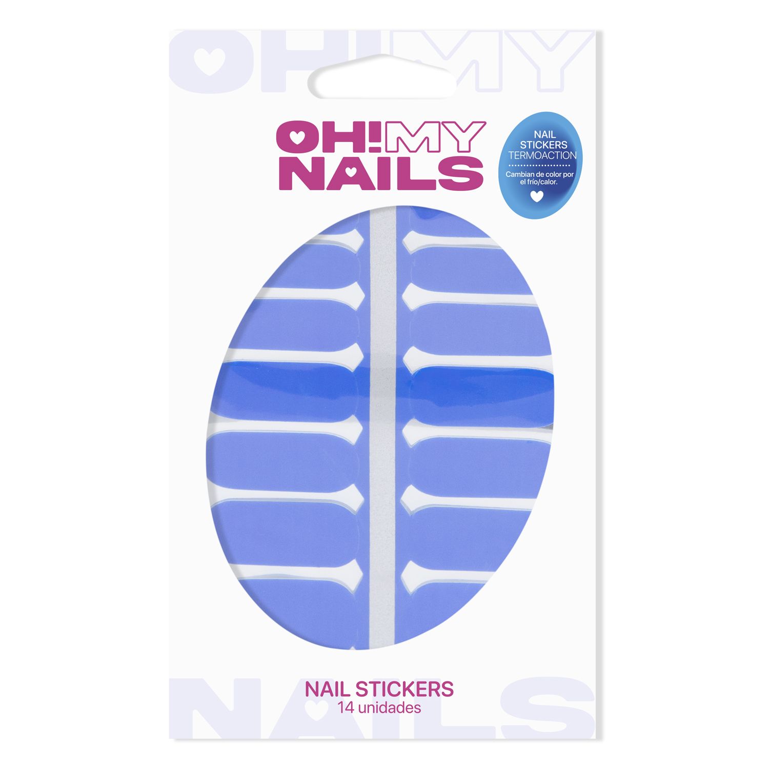 „Oh My Nails“ lipdukai „Termoaction“ mėlyni Dirbtiniai nagai