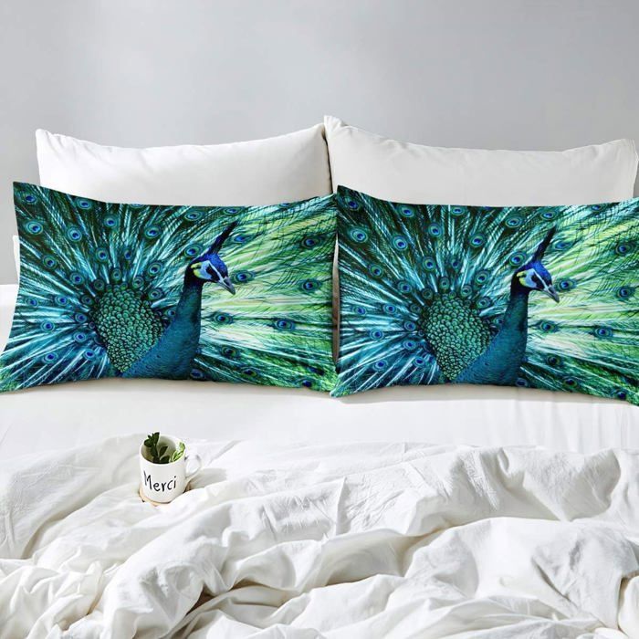 Funda nórdica infantil con estampado de pavo real, ropa de cama con temática animal para niños y niñas, con plumas de pavo real, 220x240cm.