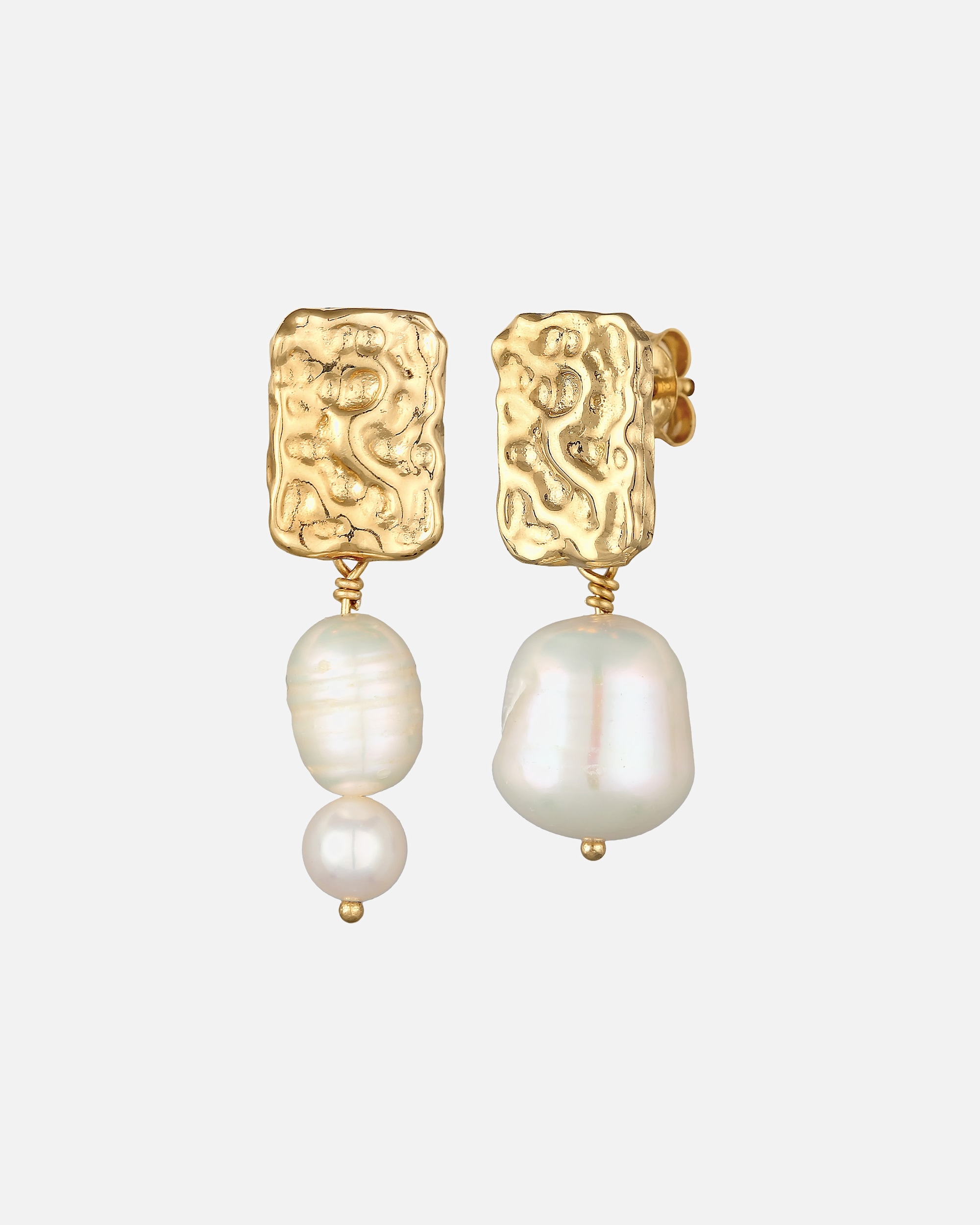 Elli PREMIUM Elli PREMIUM Boucles d'oreilles Femmes clous d'oreilles style organique baroque avec perles de culture d'eau douce en argent sterling 925 plaqué or