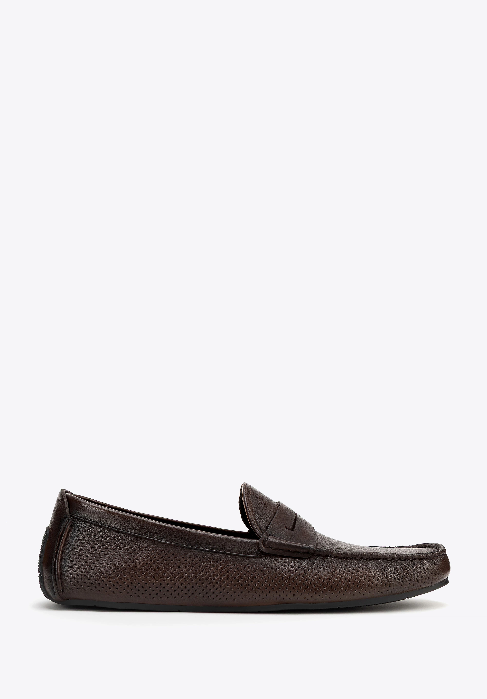 Męskie półbuty slip-on ze skóry brązowe