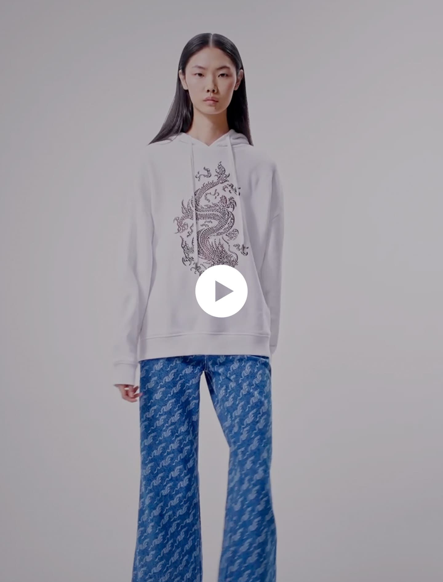 Oversized sweatshirt met strasssteentjes - Wit