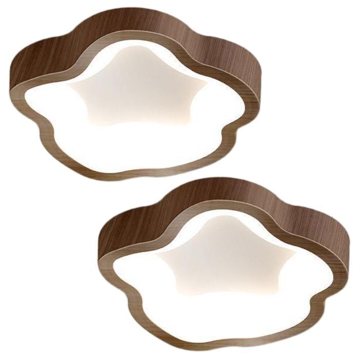 Plafoniera a LED moderna WOTTES in noce - Lampada da soffitto a forma di fiore, luce bianca fredda, 14W, per corridoio e bagno - 2 pezzi, diametro 23 cm