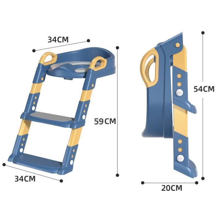 Reductor de asiento de inodoro infantil con escalón y cojín - asiento de inodoro plegable, altura regulable para niños y niñas - a partir de 3 años