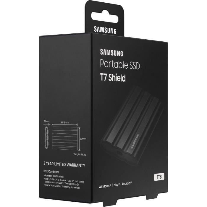 SSD esterno SAMSUNG T7 Shield, nero, 1 TB, MU-PE1T0S/EU