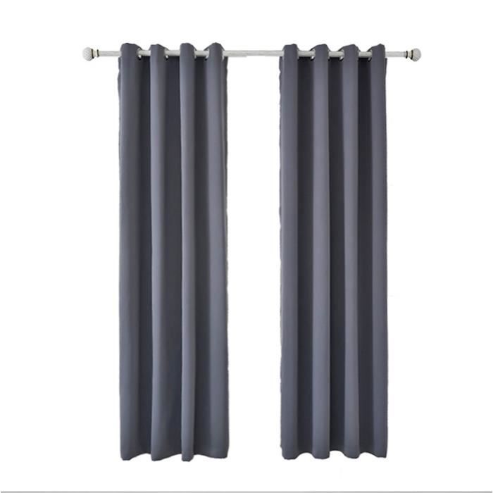 Cortinas térmicas opacas de 2 piezas para salón - 140 x 240 cm (gris oscuro)