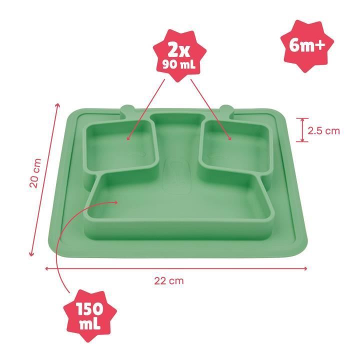 Badabulle Assiette à compartiments antidérapante, 4m+