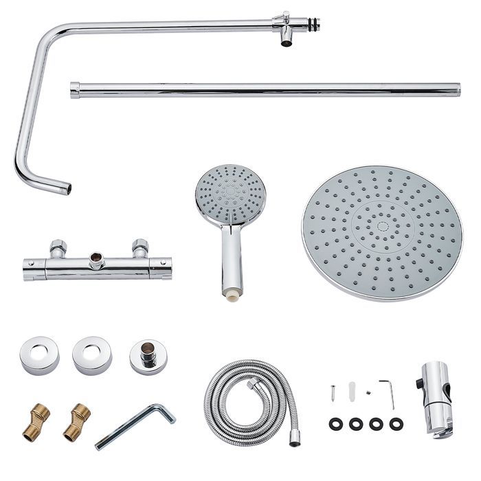 Colonne de douche thermostatique - STANEW - Système thermostatique 38°C - Pomme ronde ABS - Hauteur réglable 110 cm