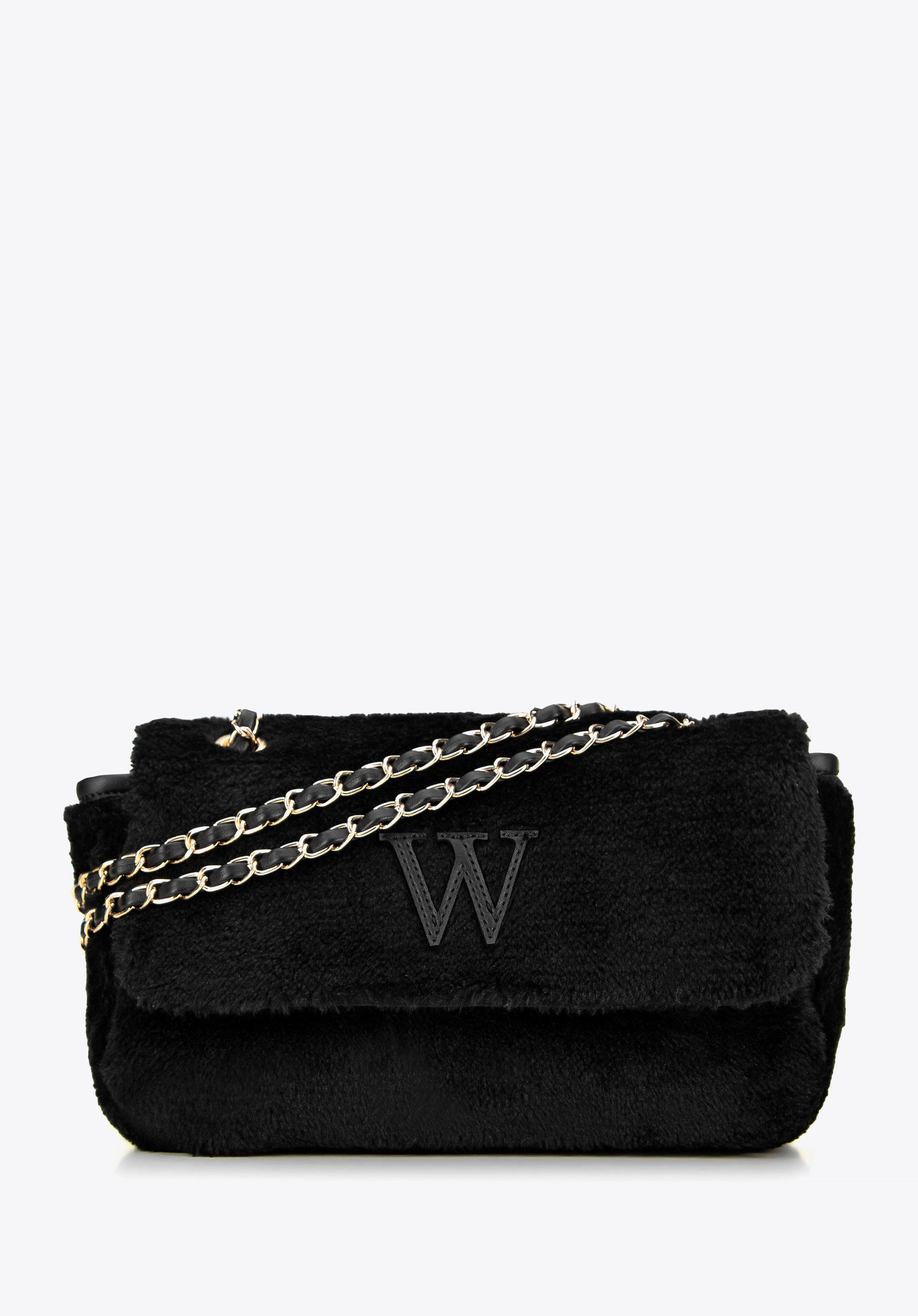 Damska torebka crossbody z futerkiem czarna