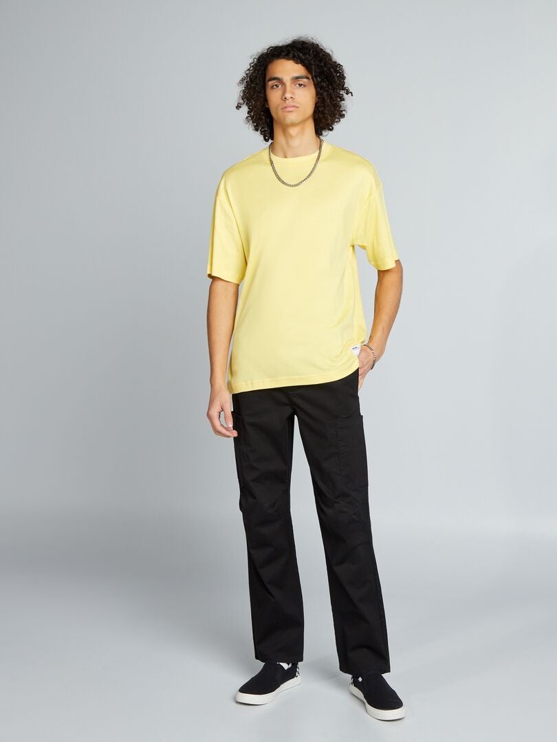 Camiseta de algodón de cuello redondo - AMARILLA