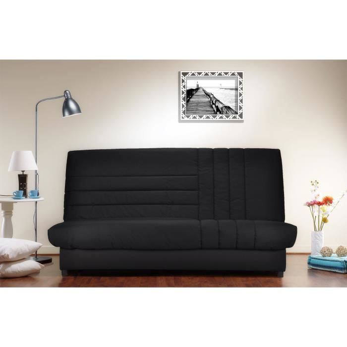 COMFORT BULTEX 3-zits klik-klak slaapbank - Zwarte stof - Gemaakt in Frankrijk - B 192 x D 95 cm - BEIJA
