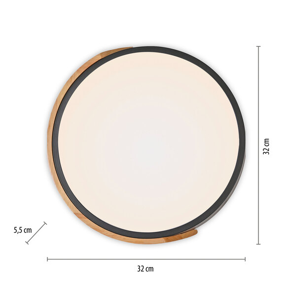 Φωτιστικό οροφής LED BILA, Ø 32 cm, μαύρο