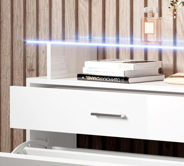 Entryway furniture - DESIGN FURNITURE - Paola - Mirror - Coat rack - High-gloss white shoe cabinet