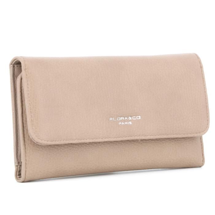 Flora Co Paris – Damen-Scheckbuchetui aus weichem PU-Leder – Beige