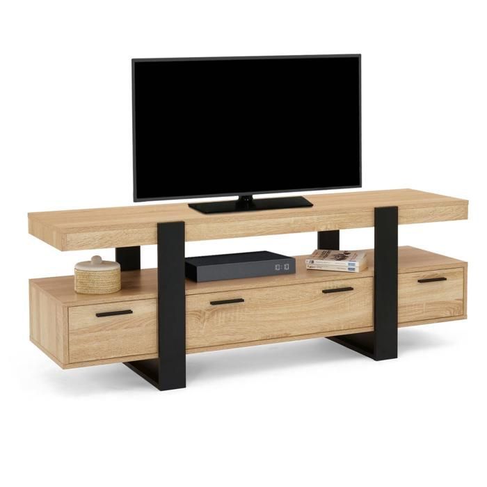 Mobile porta TV IDMARKET PHOENIX da 140 cm con cassetti in legno e neri