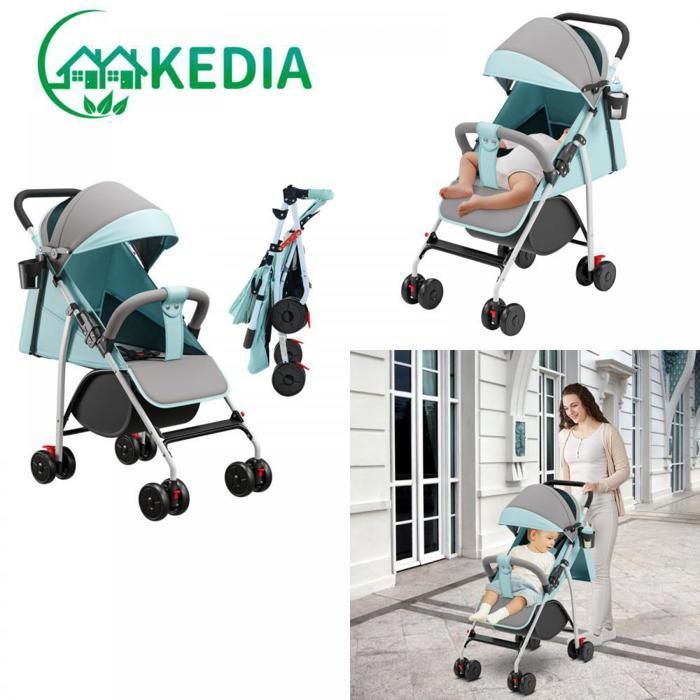 KEDIA Lichtgewicht Babywandelwagen, Reiswandelwagen met Verstelbare Rugleuning, Compacte Wandelwagen