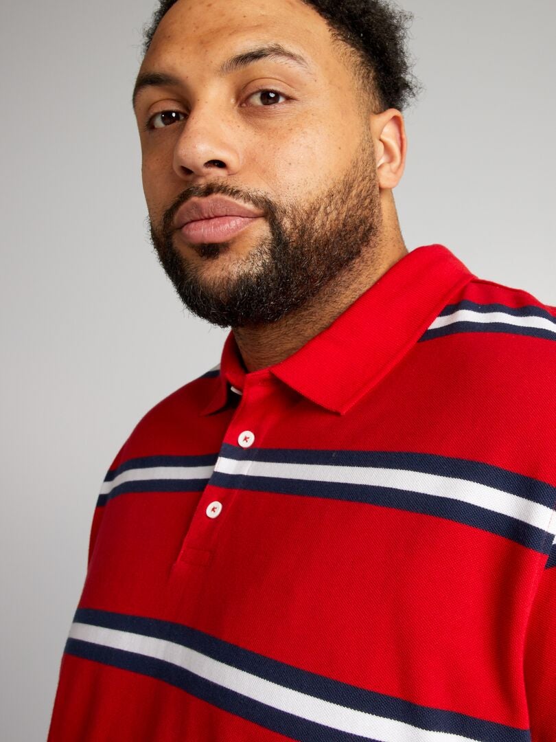 Gestreept katoenen poloshirt - rood