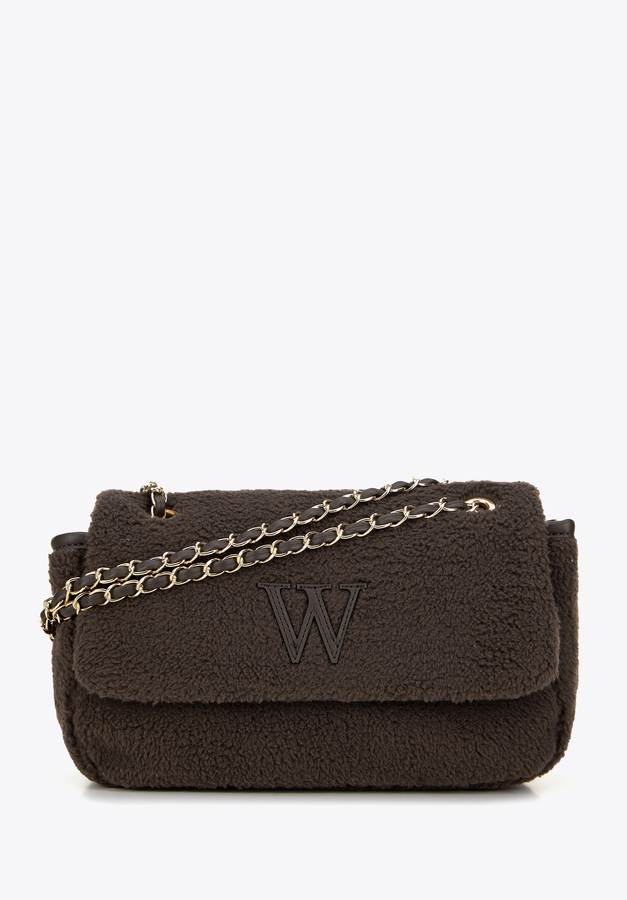 Damska torebka crossbody z futerkiem ciemny brązowy