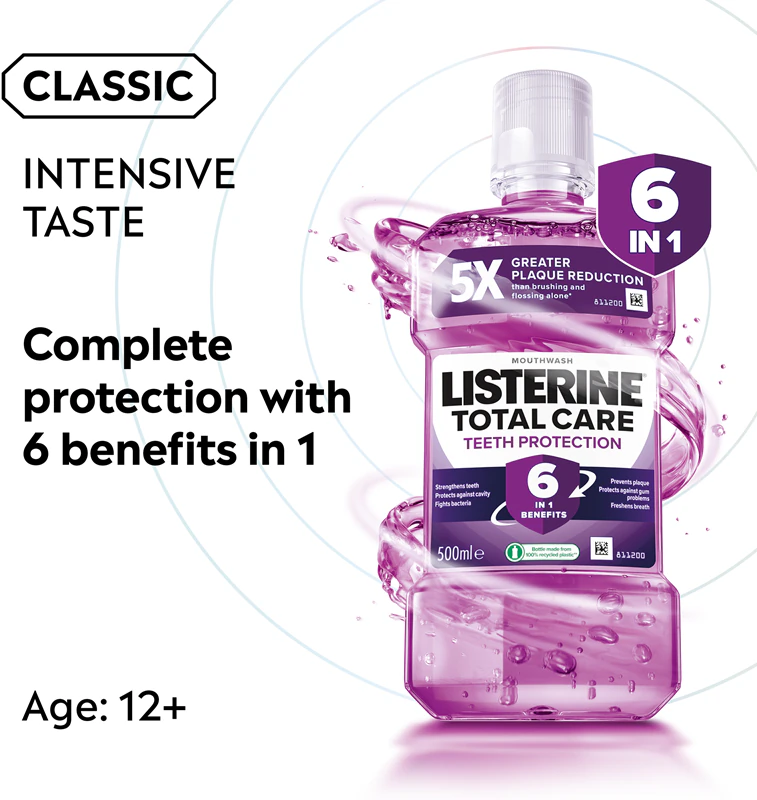 Listerine Total Care Teeth Protection 6-in-1 mondspoeling voor complete gebitsbescherming