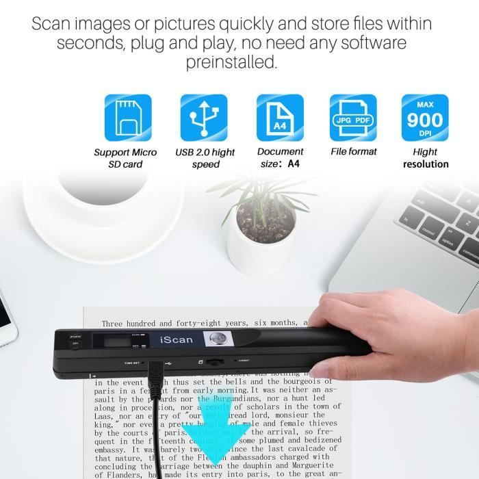 Mini Pocket Scanner High Resolution Portable Cordless 900 DPI File format: JPEG/PDF