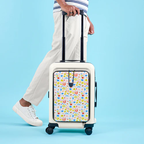 Cabaia JFK 4-wheel hard-shell suitcase, AMS beige pouch