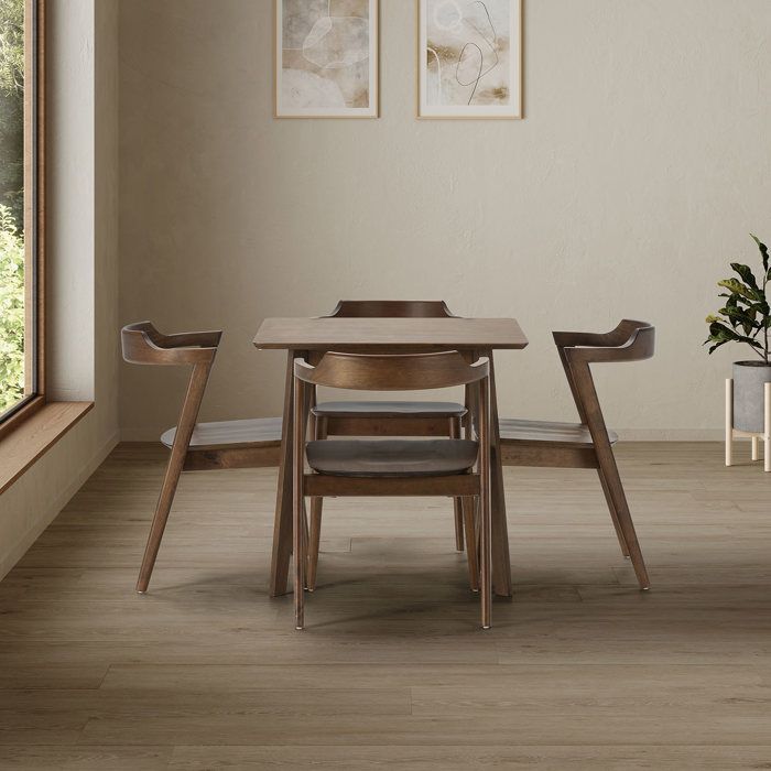 Set van 2 Venus stoelen, walnootkleur, massief hout, 58 cm x 57,5 cm x 76 cm