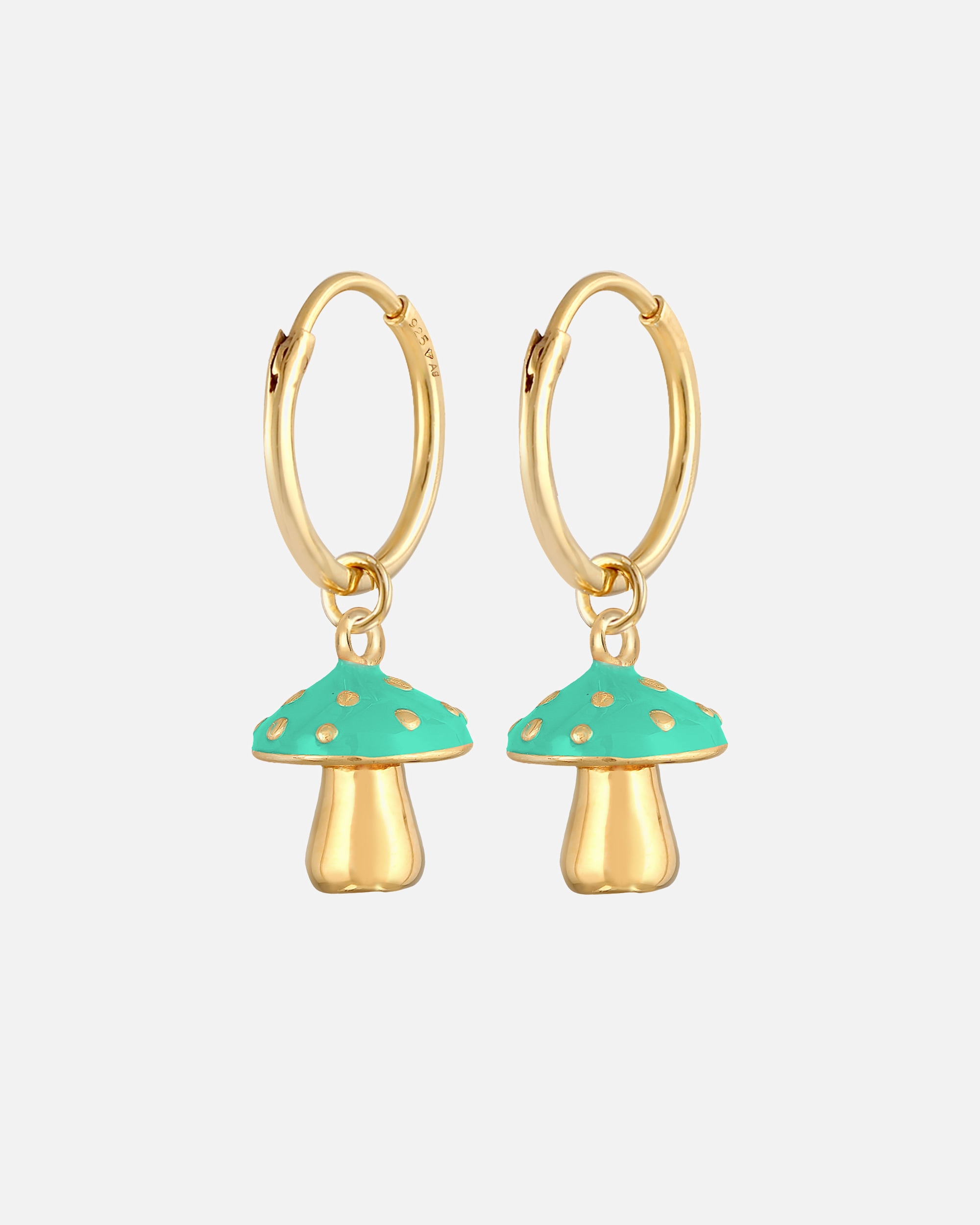 Elli Femmes Créoles champignon orange avec émail en argent sterling 925 plaqué or