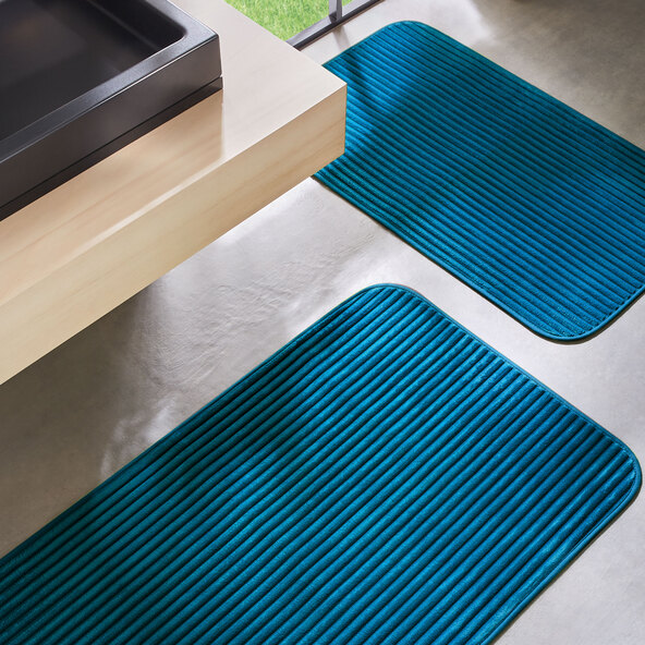 Berlin bath mat in corduroy look, set of 2, 50 x 70 cm, petrol
